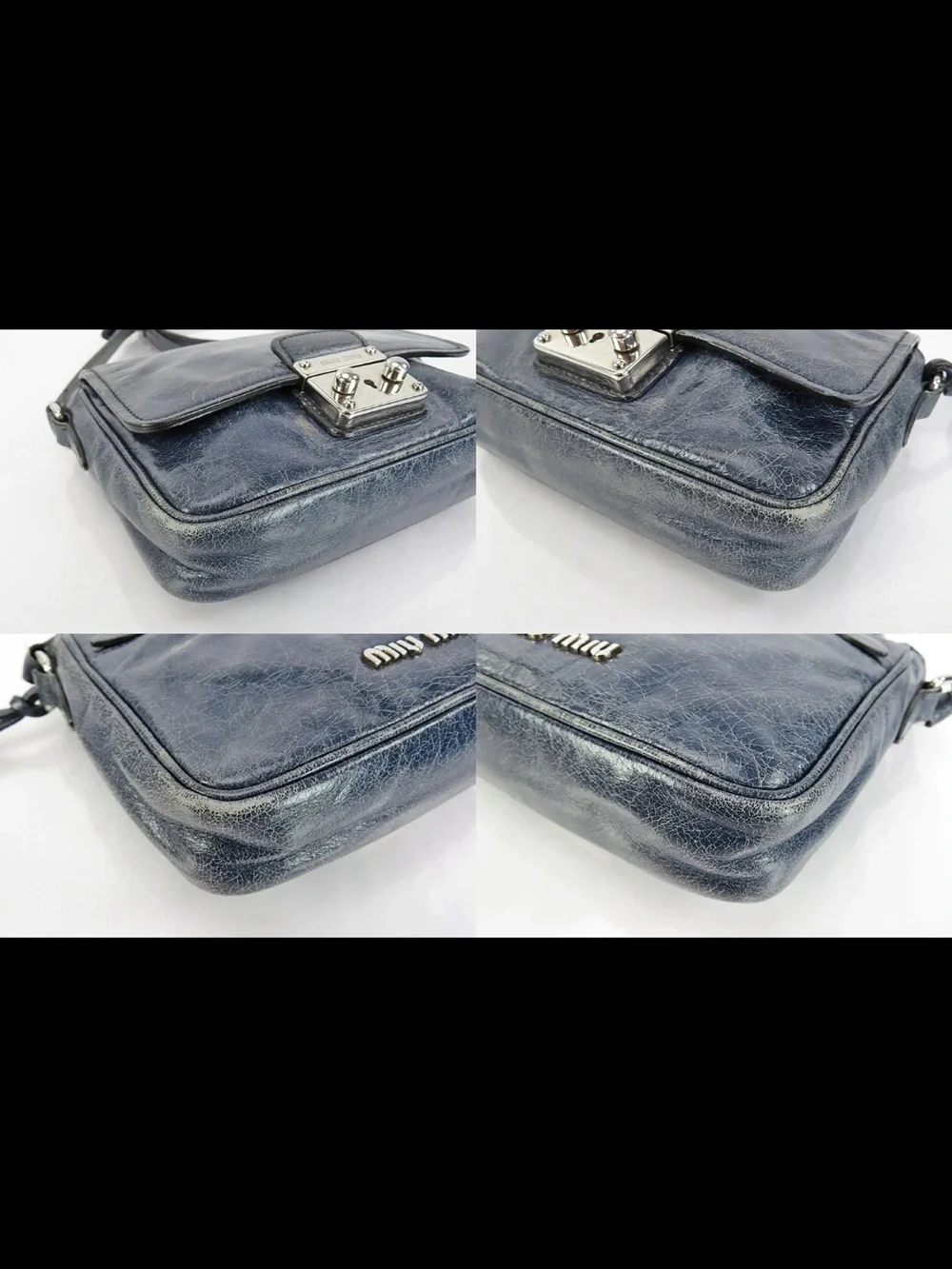 Miu Miu Navy Leather Crossbody Bag